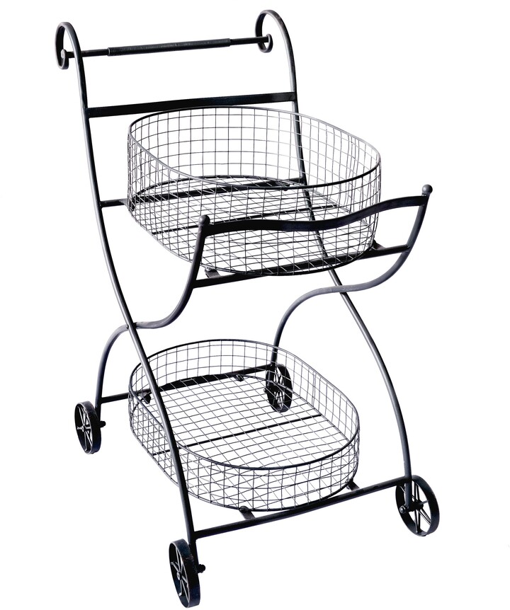 A and B Home Black Metal Rolling Shopping Cart/ Stand ShopStyle
