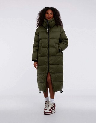 JACK1T Cocoon Ex-Long down Jacket in muted olive - ShopStyle
