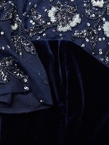 Thumbnail for your product : Aidan Mattox Beaded Flutter-Sleeve Velvet Gown