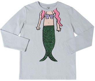 Stella McCartney Kids Mermaid Print L/s Organic Cotton T-shirt
