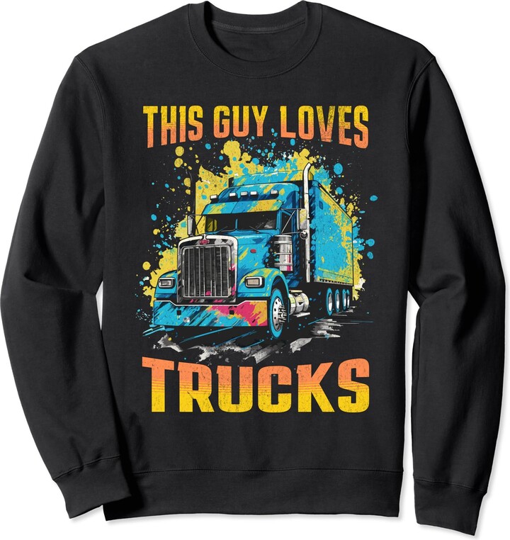 Funny Truck Lover Gifts Boys Kids Men This Guy Loves Trucks 18-Wheel ...