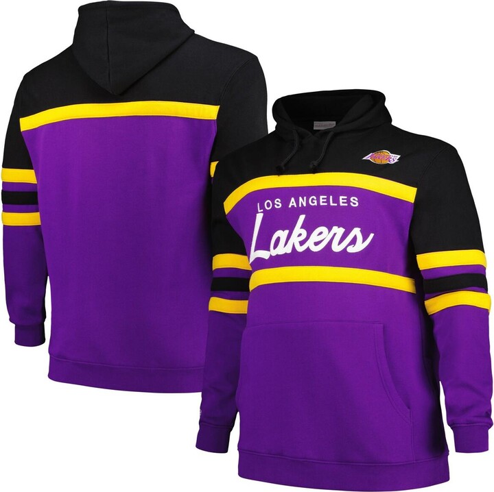 Mitchell & Ness Men's Black/Purple Los Angeles Lakers Big Tall Hardwood Classics Head Coach Pullover Hoodie - Purple, Black