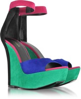 Thumbnail for your product : Balmain Zia Multicolor Suede Wedge Sandal