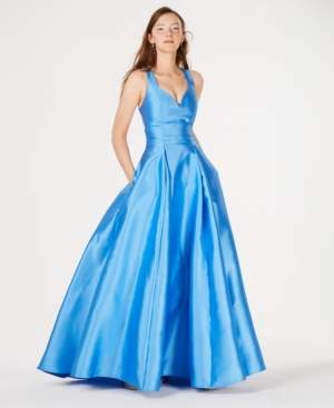 B. Darlin Juniors' Cage-Back Satin Ballgown, Created for Macy's