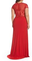 Thumbnail for your product : Mac Duggal Embellished Crochet & Jersey Gown