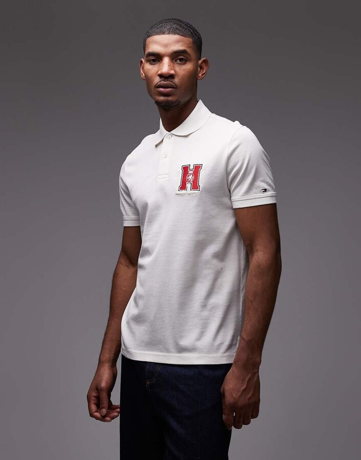 Tommy Hilfiger embroidered logo polo shirt in white