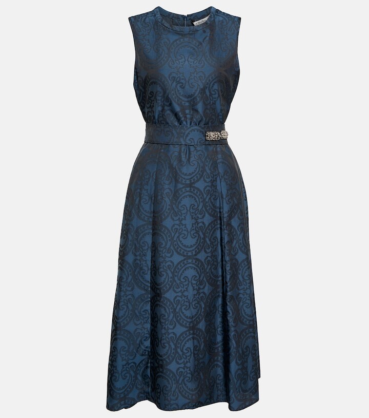 Tramonto belted jacquard midi dress