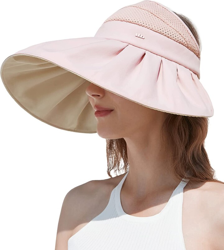 BENEUNDER Large Brim Foldable Sun Hats for Women UPF50+ UV Protection Golf  Tennis Beach Ponytail Sun Visors - ShopStyle