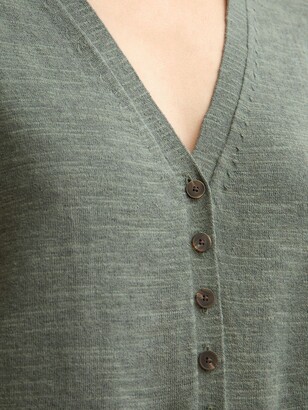 Jigsaw Linen-Cotton Short Sleeve Cardigan, Sage