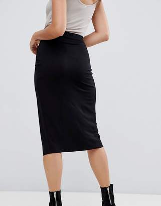 ASOS Design Wrap Midi Skirt With Split And Ruching