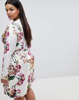 Thumbnail for your product : Missguided Plus Floral Plunge Skater Dress