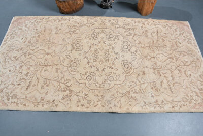 Bungalow Rose Handmade Vintage Turkish Oushak Rug in Neutral for Elegant Living Room Decor Brown/Red