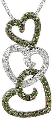 FINE JEWELRY 1/2 CT. T.W. White and Color-Enhanced Green Diamond Triple Heart Pendant Necklace