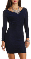 Thumbnail for your product : Charlotte Russe Glitter Cowl-Back Long Sleeve Bodycon Dress