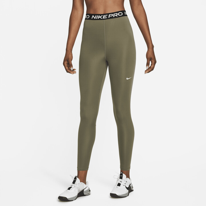Nike Pro Women's Mid-Rise Mesh-Paneled Leggings, White Nike Pro Leggings