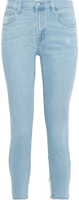 J Brand 835 Cropped Distressed Mid-rise Skinny Jeans