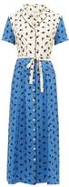 Thumbnail for your product : HVN Long Maria Cherry-print Silk Dress - Womens - Blue Multi