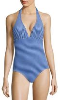 Thumbnail for your product : Shoshanna Marine Eyelet Striped Halter One-Piece Swimsuit