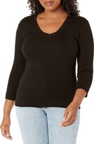 Thumbnail for your product : Three Dots Women's Deep V Neck 3/4 Sleeve Tee