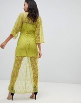 Thumbnail for your product : ASOS DESIGN lace knot front kimono maxi dress