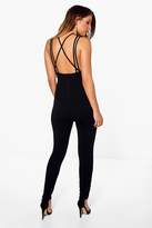 Thumbnail for your product : boohoo Lingerie Style Strappy Skinny Leg Jumpsuit