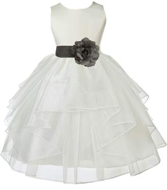 ekidsbridal Wedding Pageant Ivory Shimmering Organza Flower Girl Dress 4613S