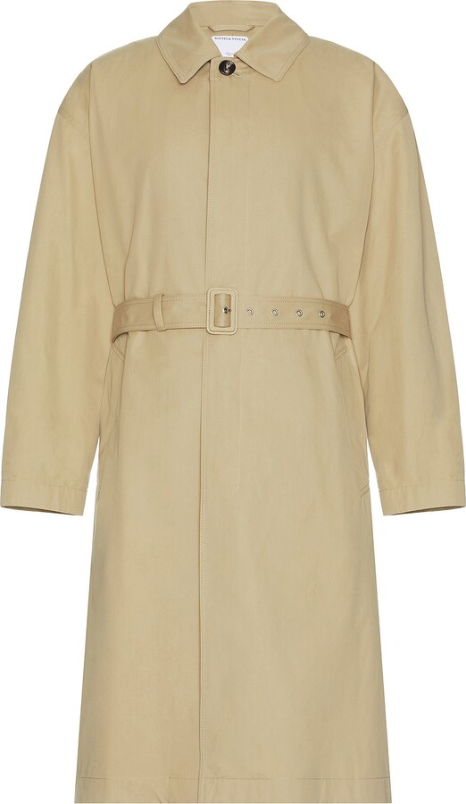 Bottega Veneta Leather and twill trench coat - ShopStyle