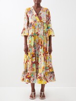 Thumbnail for your product : La DoubleJ Jennifer Jane Cotton-poplin Maxi Dress - Yellow Multi