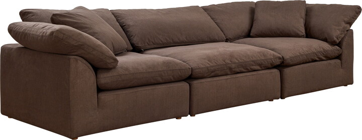 Sunset Trading Puff 3-Piece Fabric Slipcover Sectional Sofa in Brown
