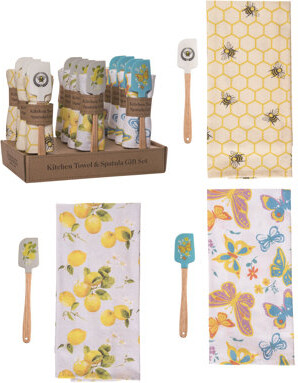 Transpac 12.2" Simple Life Spatula Towel Sets And Display