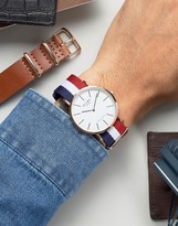 Thumbnail for your product : Reclaimed Vintage Inspired Leather & Canvas Interchangeable Strap Watch Gift Set Exclusive to ASOS