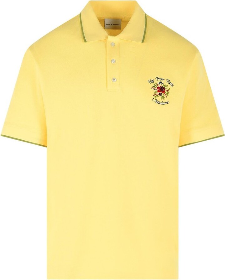 Drôle De Monsieur Piqué Slogan Rose Polo Shirt
