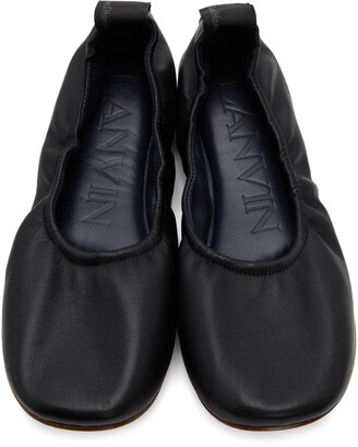 Lanvin Black Nappa Leather Ballerina Flats