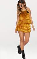 Thumbnail for your product : PrettyLittleThing Gold Tinsel Trim Playsuit