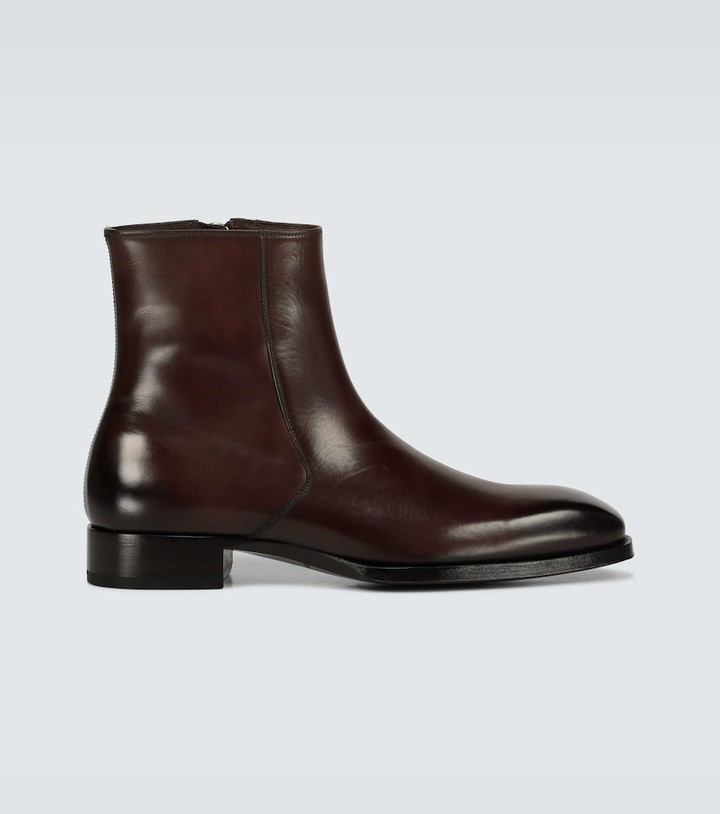 Tom Ford Leather ankle boots - ShopStyle