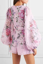 Thumbnail for your product : Alice McCall One By One Floral-print Cotton And Silk-blend Playsuit - Lilac
