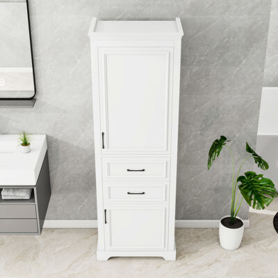 Rebrilliant Bathroom Storage Cabinet with Adjustable Shelves Soft-Close Doors and 2 Drawers