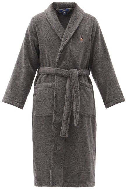 Polo Ralph Lauren Logo-embroidered Cotton-terry Bathrobe - Dark Grey -  ShopStyle Robes