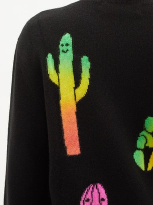 The Elder Statesman Magic Cactus Universe Cashmere Sweater - Black Multi