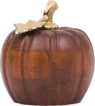 TJMAXX Wooden Pumpkin With Aluminum Stem