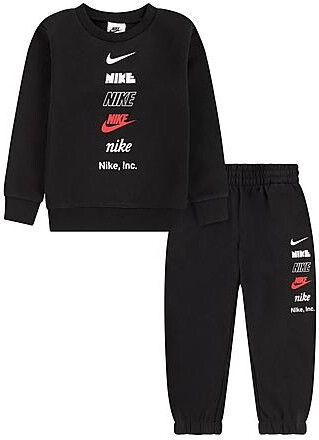 Nike Kids' Toddler Multi Logo Crewneck Sweatshirt and Jogger Pants