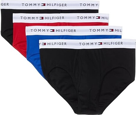 Tommy Hilfiger Cotton Classic 4-Pack Brief Men's Underwear Primary Red/Royalty/Black/Black : SM