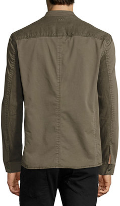 John Varvatos Garment-Dyed Military Shirt Jacket, Olive Green
