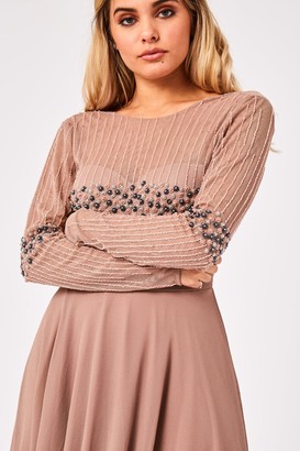 little mistress luxury georgie navy hand embellished midi dress