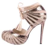Thumbnail for your product : Chrissie Morris Marisa Snakeskin-Trimmed Pumps