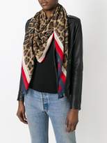Thumbnail for your product : Gucci leopard Web trim print shawl