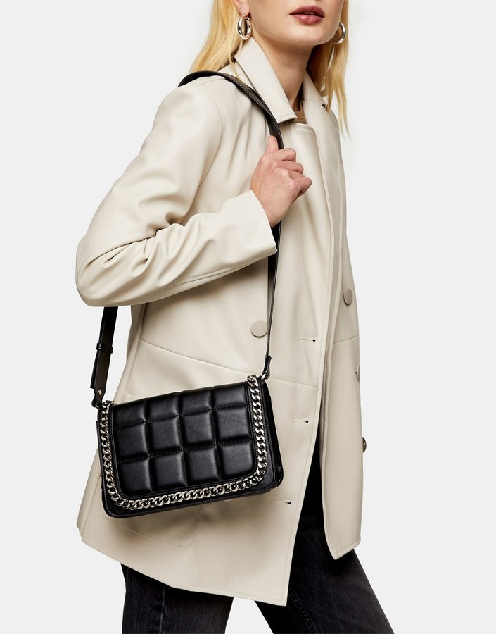 Topshop crossbody bag with chain detail in black - ShopStyle