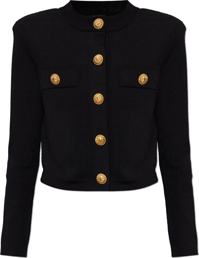 Balmain Cardigan With Shoulder Pads  - Black