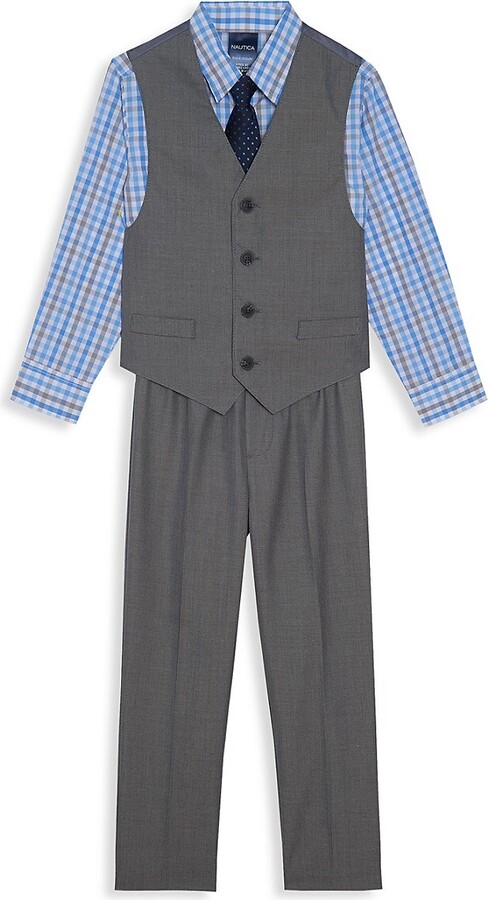 Nautica Little Boys 4-Pc. Check-Print Shirt, Vest, Pants & Bowtie Set -  ShopStyle