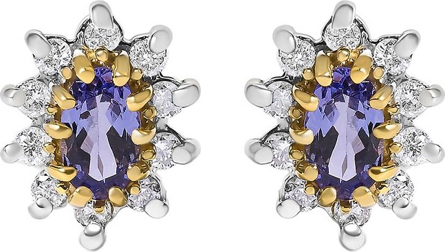 Haus Of Brilliance Colorful Gemstones 14K 0.85 Ct. Tw. Diamond & Tanzanite Stud Earrings